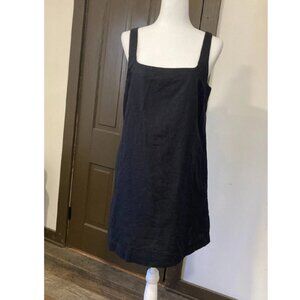 A New Day Black Linen Blend Sleeveless Square Neck Shift Dress